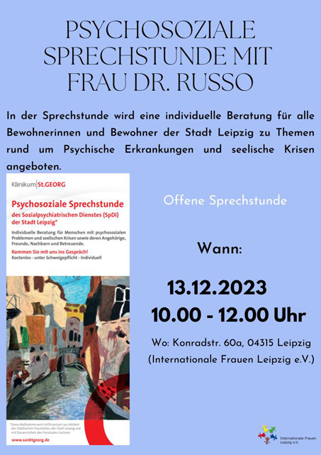 Psychosoziale Sprechstunde des Sozialpsychiatrischen Dienstes (SpDi) der Stadt Leipzig