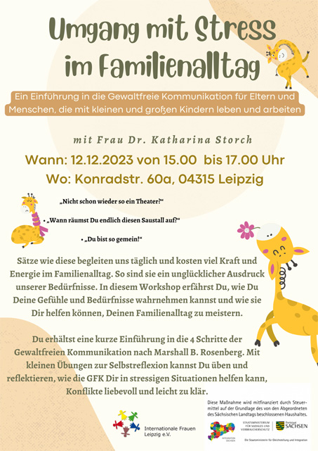 Workshop:   “Umgang mit Stress im Familienalltag” 