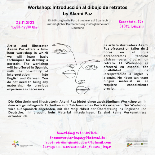 Workshop: Introducción al dibujo de retratos /Einführung in die Porträtmalerei