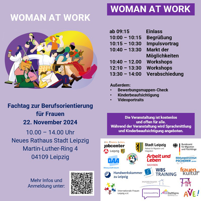 Einladung zum Fachtag „Woman at Work“ am 22.11.2024 im Neues Rathaus