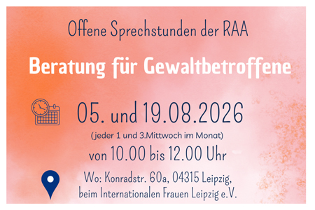 Offene Sprechstunde der Beratung für Gewaltbetroffene der RAA e.V.