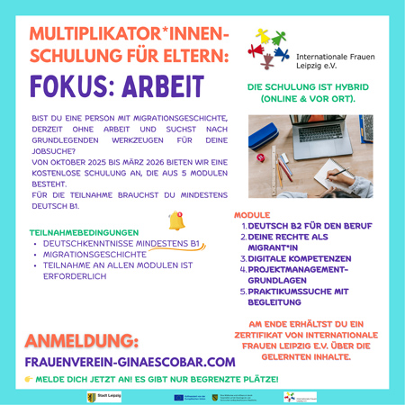 Werde Teil unserer Multiplikator*innen-Schulung für Eltern – Fokus Arbeit