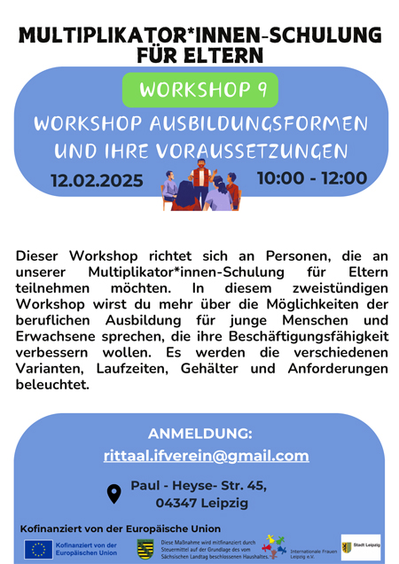 Multiplikator*innen-Schulung für Eltern: Workshop 9 Ausbildungsformen und ihre Voraussetzungen