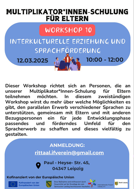 Multiplikator*innen-Schulung für Eltern – Workshop 10: Interkulturelle Erziehung und Sprachförderung