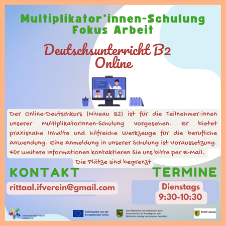 “Multiplikator*innen-Schulung für Eltern”- Fokus Arbeit: Online-Deutschkurs für Teilnehmer*innen