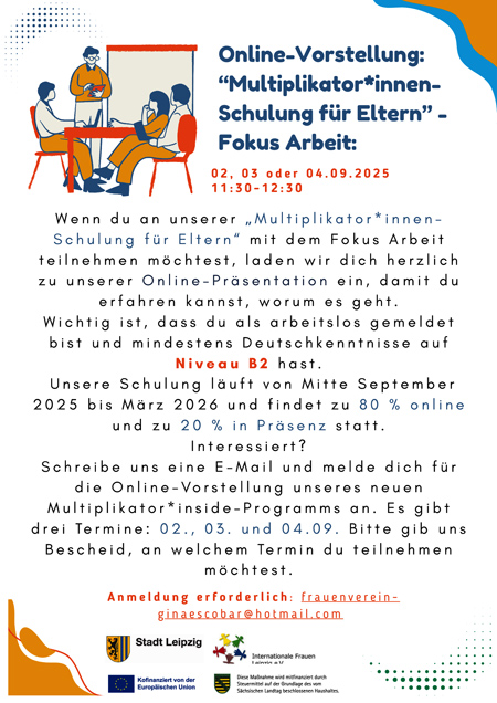 Online-Vorstellung: “Multiplikator*innen-Schulung für Eltern” - Fokus Arbeit