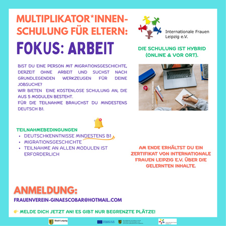 “Multiplikator*innen-Schulung für Eltern” – Fokus Arbeit: Workshops