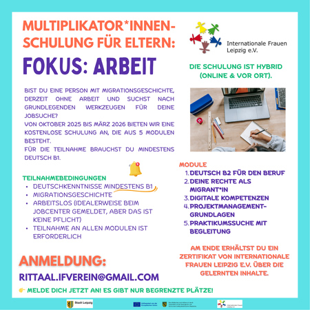 “Multiplikator*innen-Schulung für Eltern” – Fokus Arbeit: Workshops