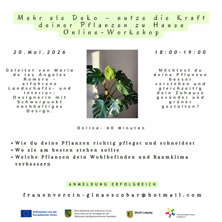 Online-Workshop: Mehr als Deko – nutze die Kraft deiner Pflanzen zu Hause (Auf Spanisch)